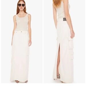 MOTHER The Fun Dip Denim Cargo Maxi Skirt 28 NWT